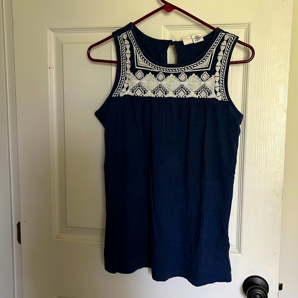 Navy White tank